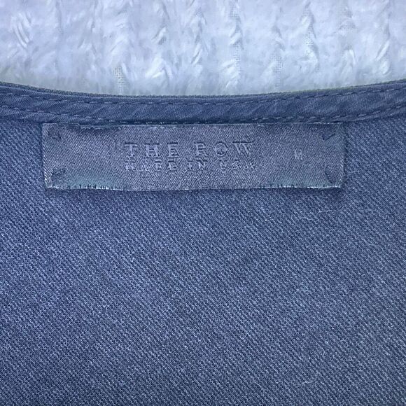 The Row Black Stretch-Crêpe V-Neck Cap Sleeve Midi Dress Medium - Picture 3 of 7